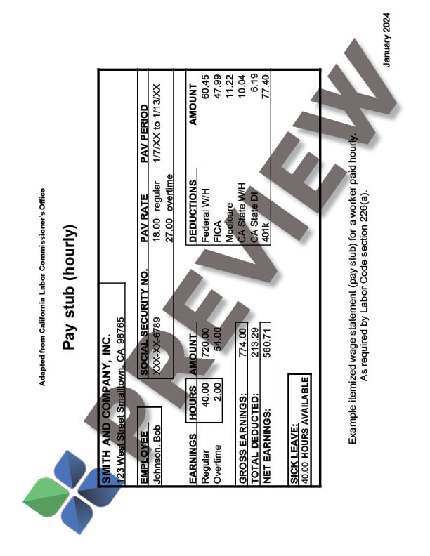 ItemizedPayStubSample_preview Itemized Pay Stub - Sample