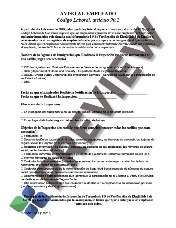LC_90.2_EE_Notice_Spanish_preview Immigration Inspection Notice in Spanish Thumbnail