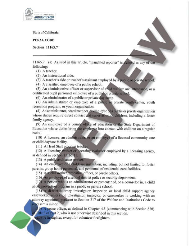 MandatedReporterPenalCode_preview Mandated Reporter Penal Code Form Thumbnail