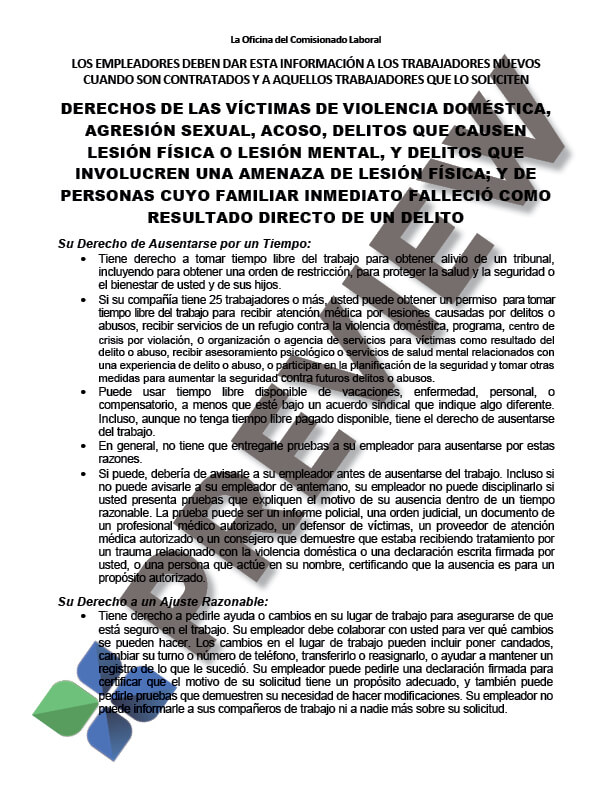 Notice of Rights - Crime Victims (Spanish)