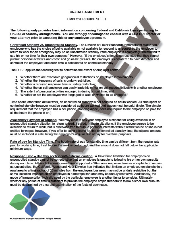 On Call Agreement