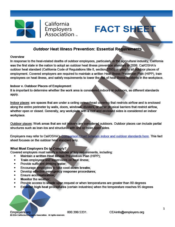 OutdoorHeatIllnessFactSheet_preview Heat Illness Fact Sheet - Outdoor