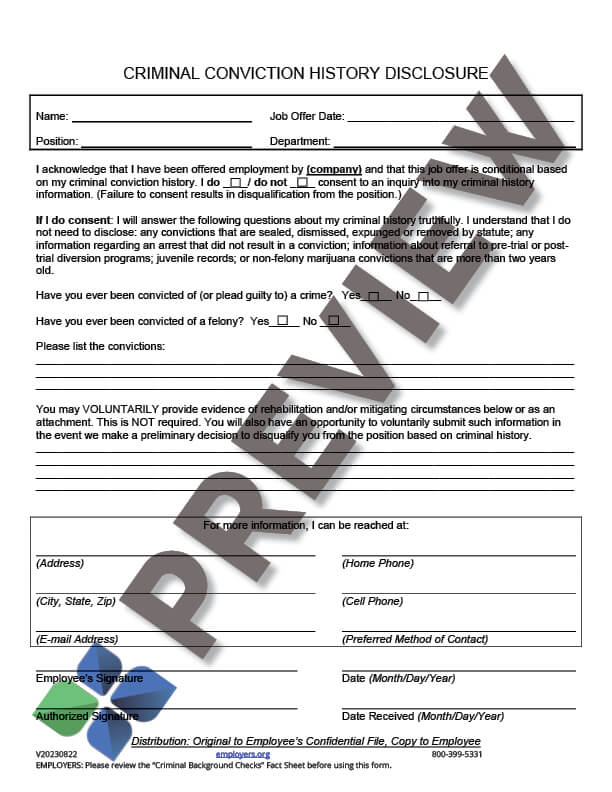 PostOfferCrimHistoryAuth_preview Criminal History Disclosure Form