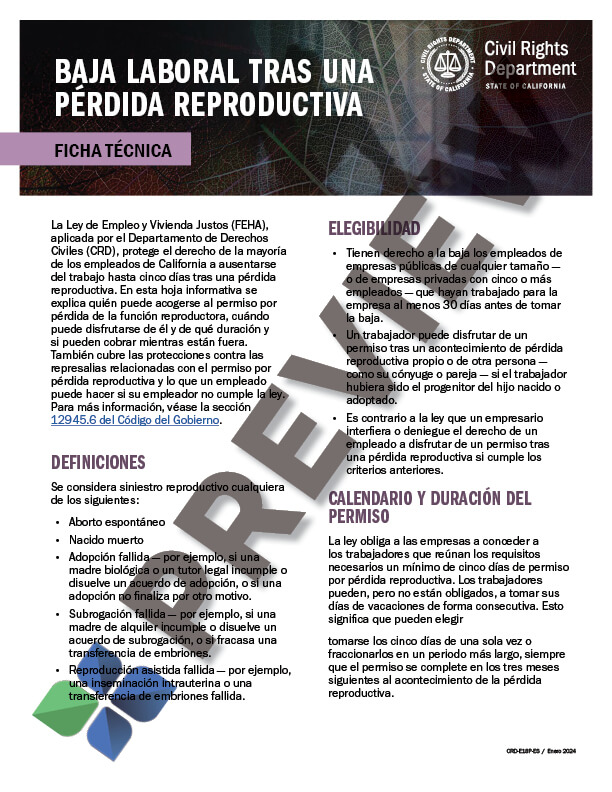 Reproductive-Loss-Leave-SP_preview Reproductive Loss Leave Rights - Fact Sheet (CRD) - Spanish