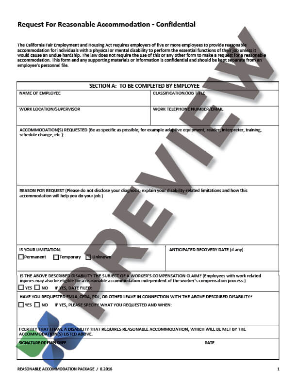 reasonable accommodation request English