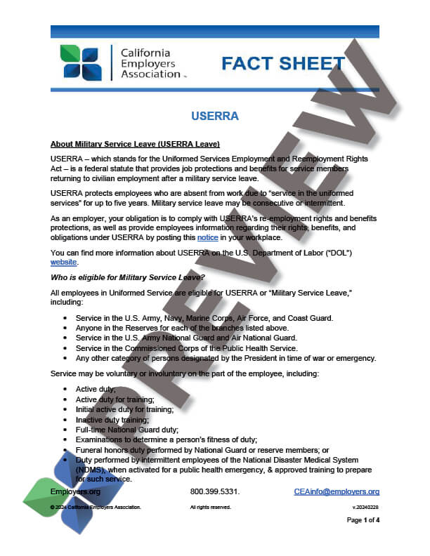 USERRA - Fact Sheet