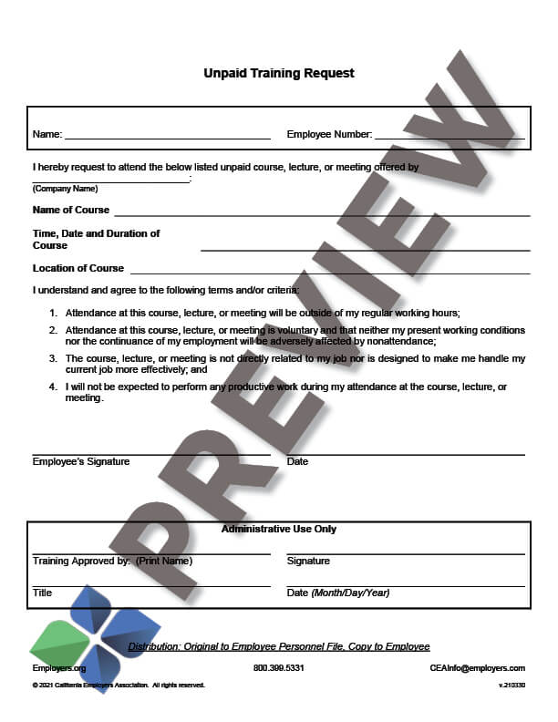 UnpaidTrainingRequest_preview Unpaid Training Request Form