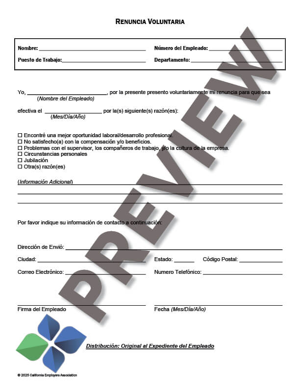 Voluntary_ResignationSpanish_preview Voluntary Resignation - Spanish