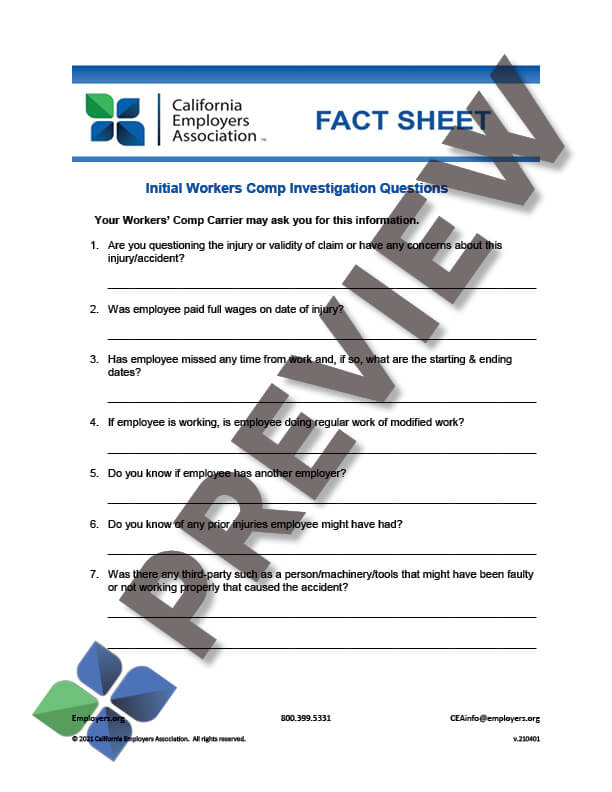 WCInvestigationQuestionsforManagers_preview Workers' Comp - Investigation Questions for Managers