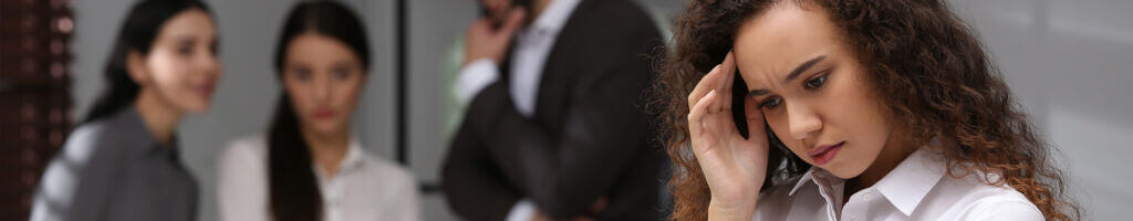 Woman overhearing gossip about herself