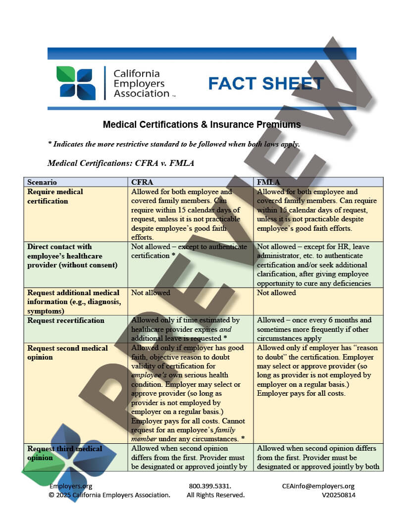 CFRA v FMAL Insurance Form Fact Sheet