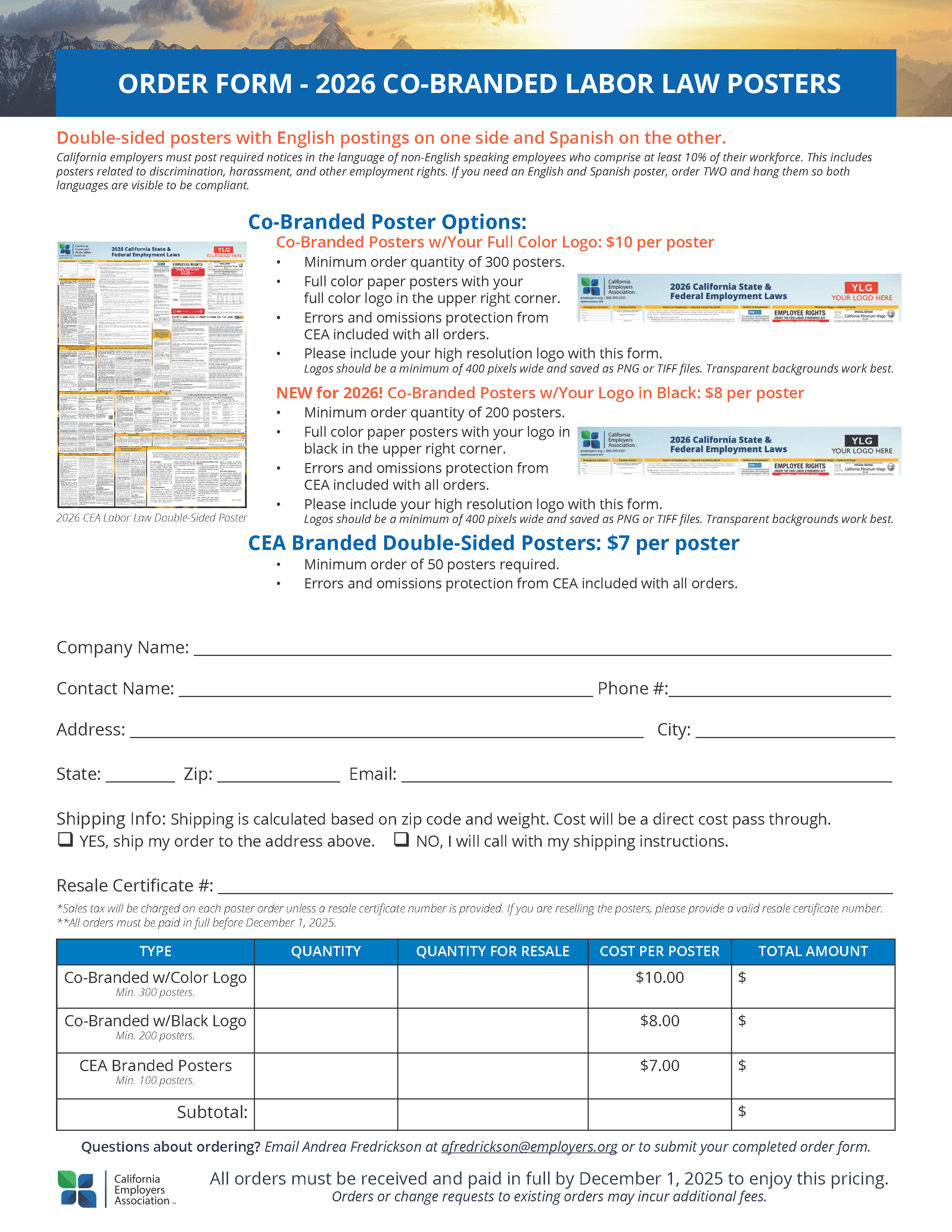 2026 Co-Branded or Bulk Order Labor Law Poster Thumbnail