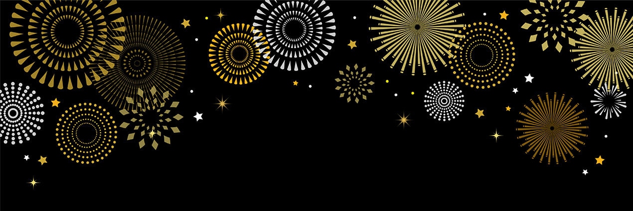 gold fireworks on black background