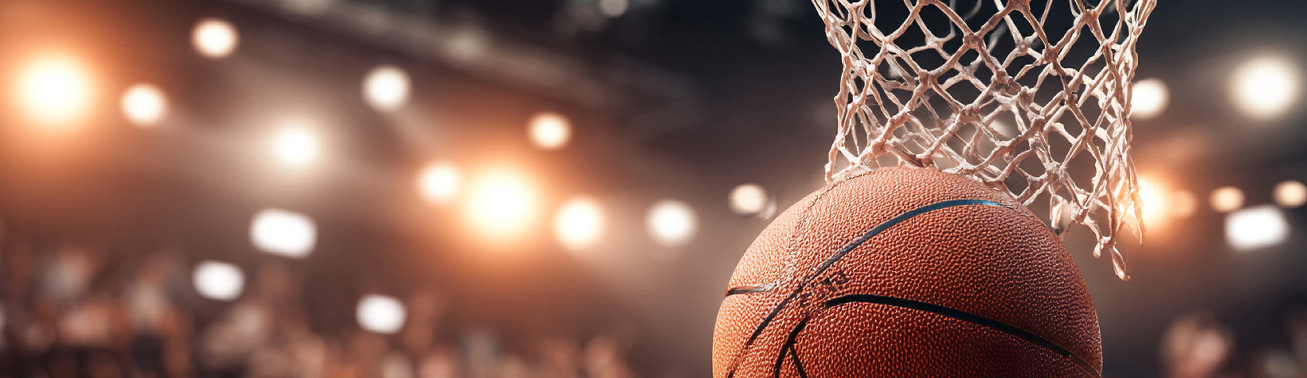 Basketball going through hoop