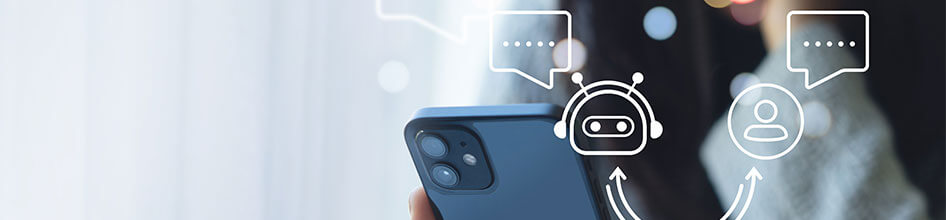 ai talking to a human illustration