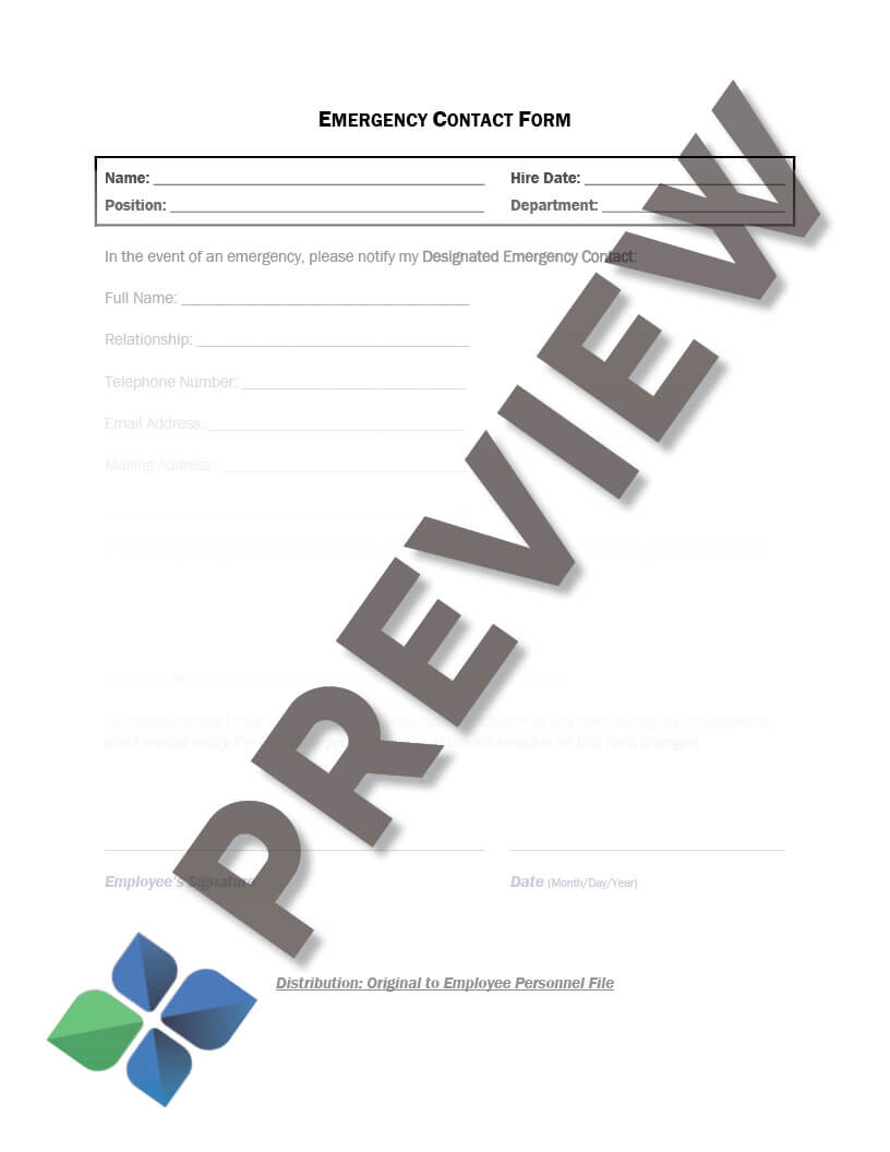 emergency contact form in english thumbnail