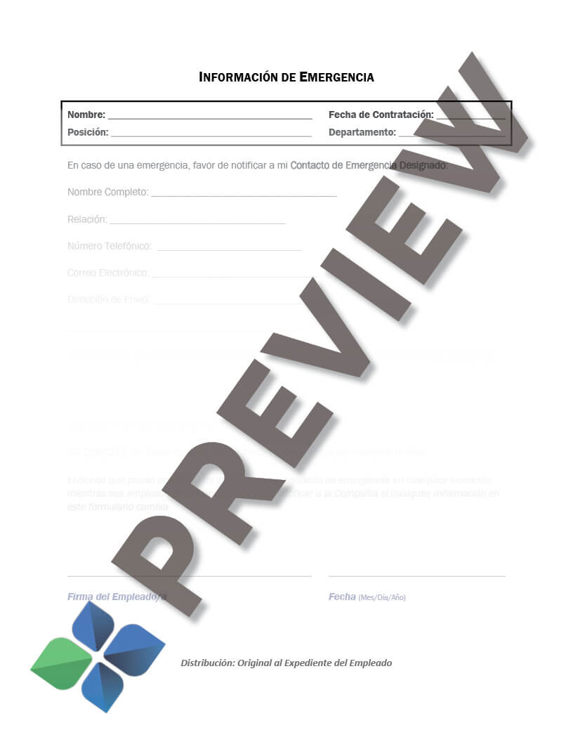 Emergency Contact Form in Spanish thumbnail