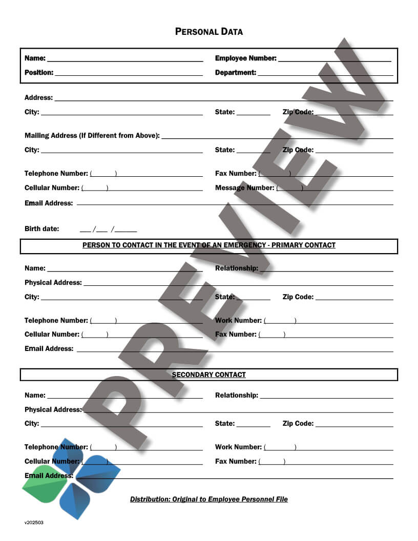 Personal Data form thumbnail