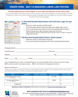 2027 Labor Law Poster Bulk Order Form