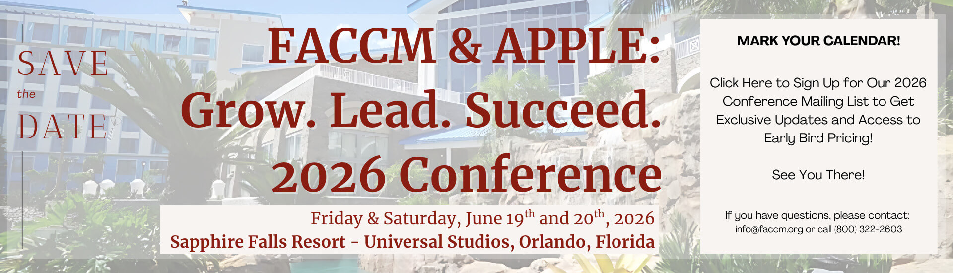 FACCM & APPLE: Grow. Lead. Succeed 2026 Conference