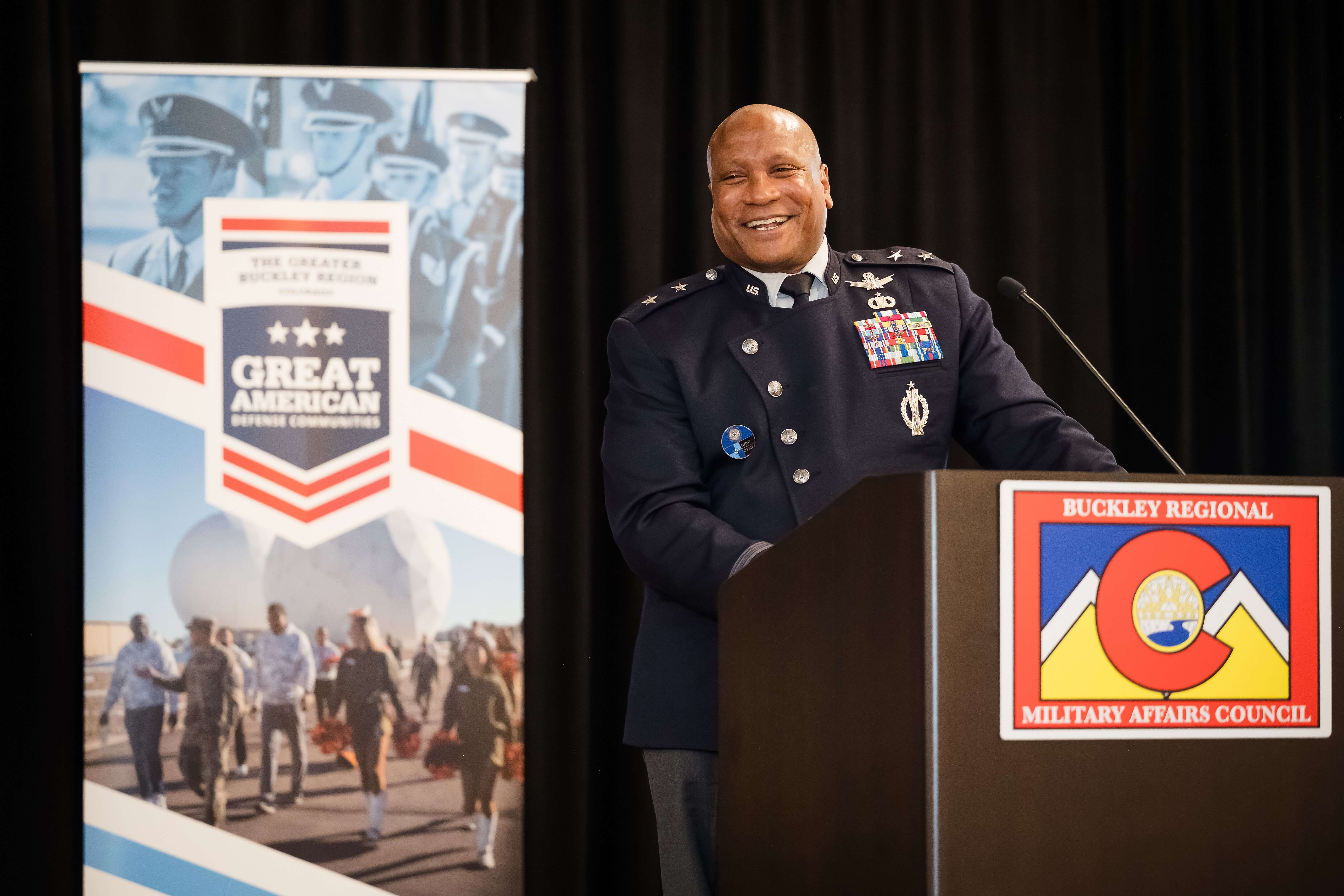 General Pepper at Podium