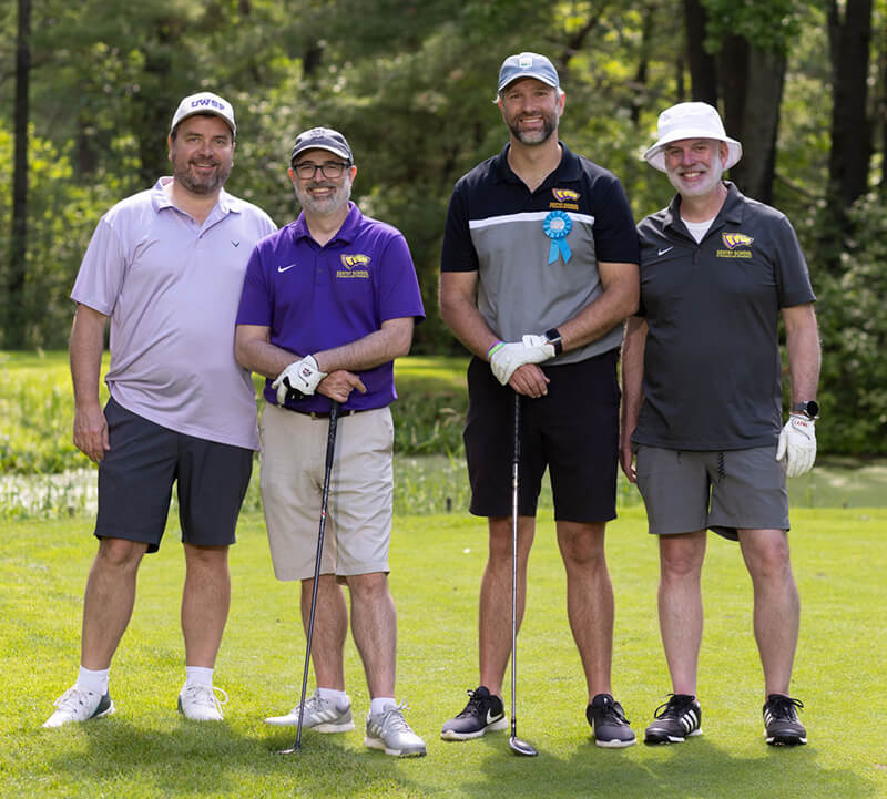 The Greater Wausau Chamber of Commerce held its 36th annual golf outing on Monday, June 22 at the Wausau Country Club. The University of Wisconsin-Stevens Point team made up of (from left) Brian Sloss, Kevin Neuman, Max Trzebiatowski and Jason Davis. Photo by Portraits by Tiffany.