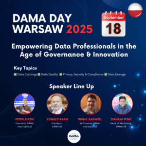 DAMA Day Warsaw 2025 event banner – Poland’s top data governance conference featuring global DAMA leaders