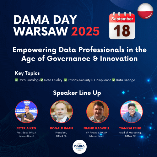 Dama-Poland DAMA Day Warsaw 2025 event banner – Poland’s top data governance conference featuring global DAMA leaders
