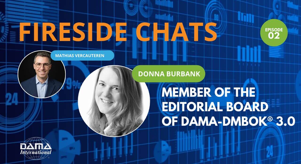 Fireside Chats video thumbnail: Mathias Vercauteren and Donna Burbank, Member of the Editorial Board of DAMA-DMBOK