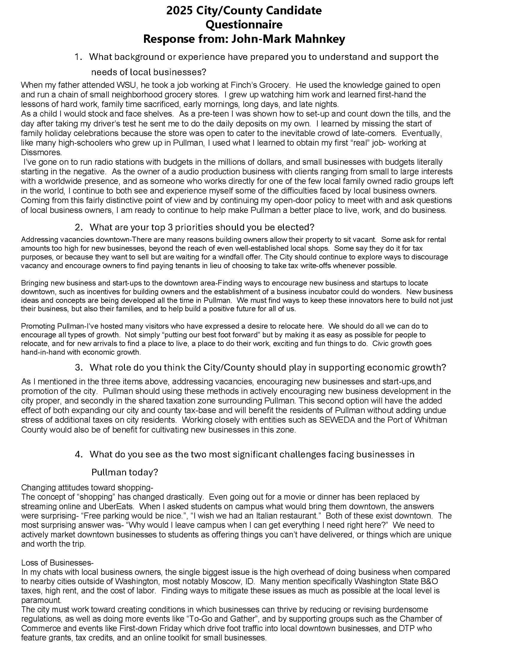 John-Mark Mahnkey Candidate Quesionnaire and Answers