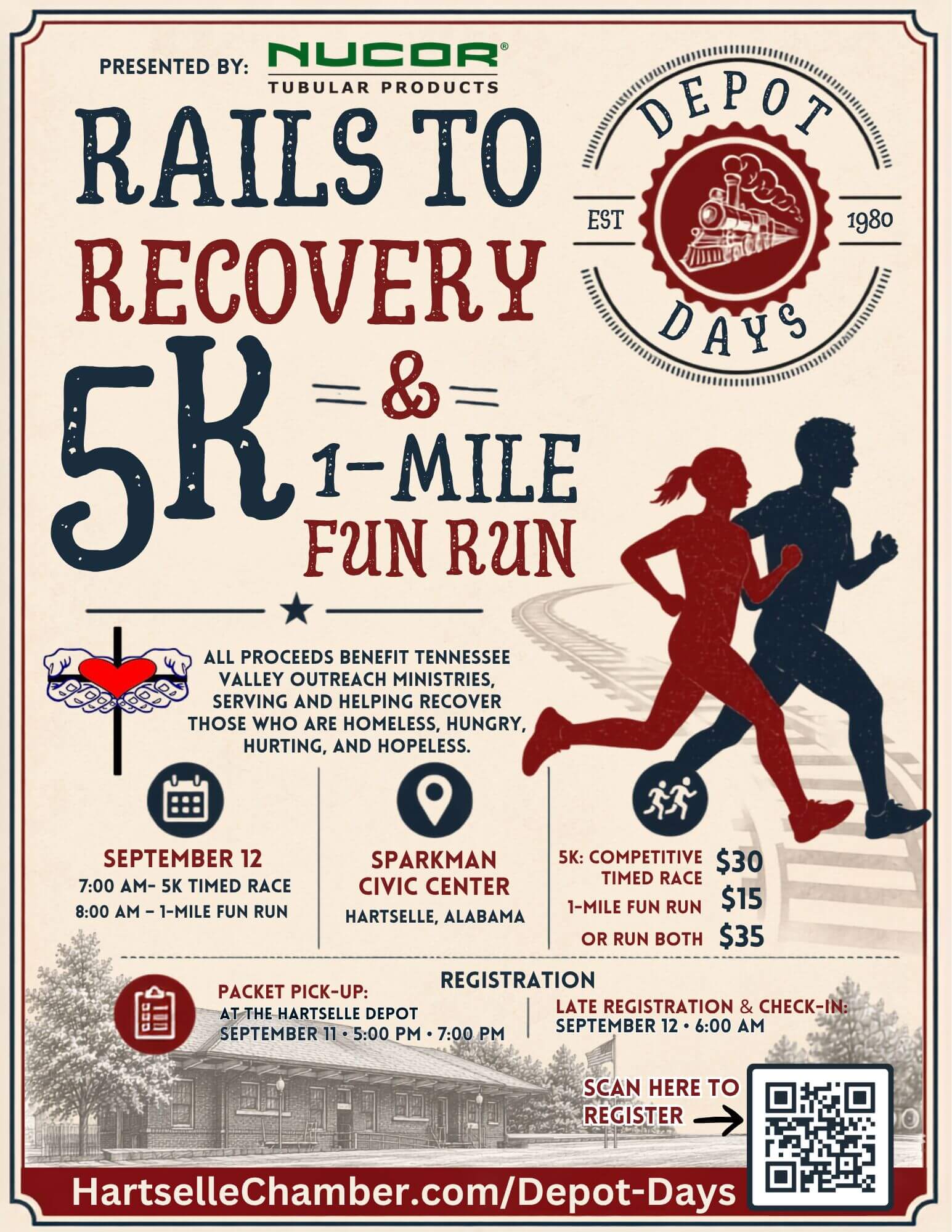 Rails to Recovery 5k Flyer