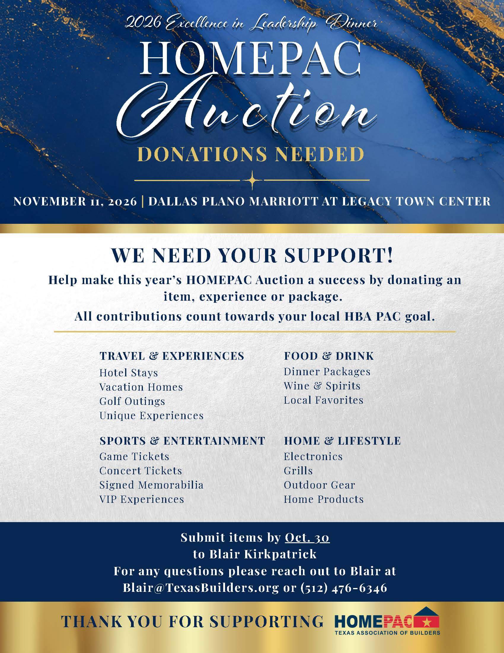 2026 HOMEPAC Auction Flyer
