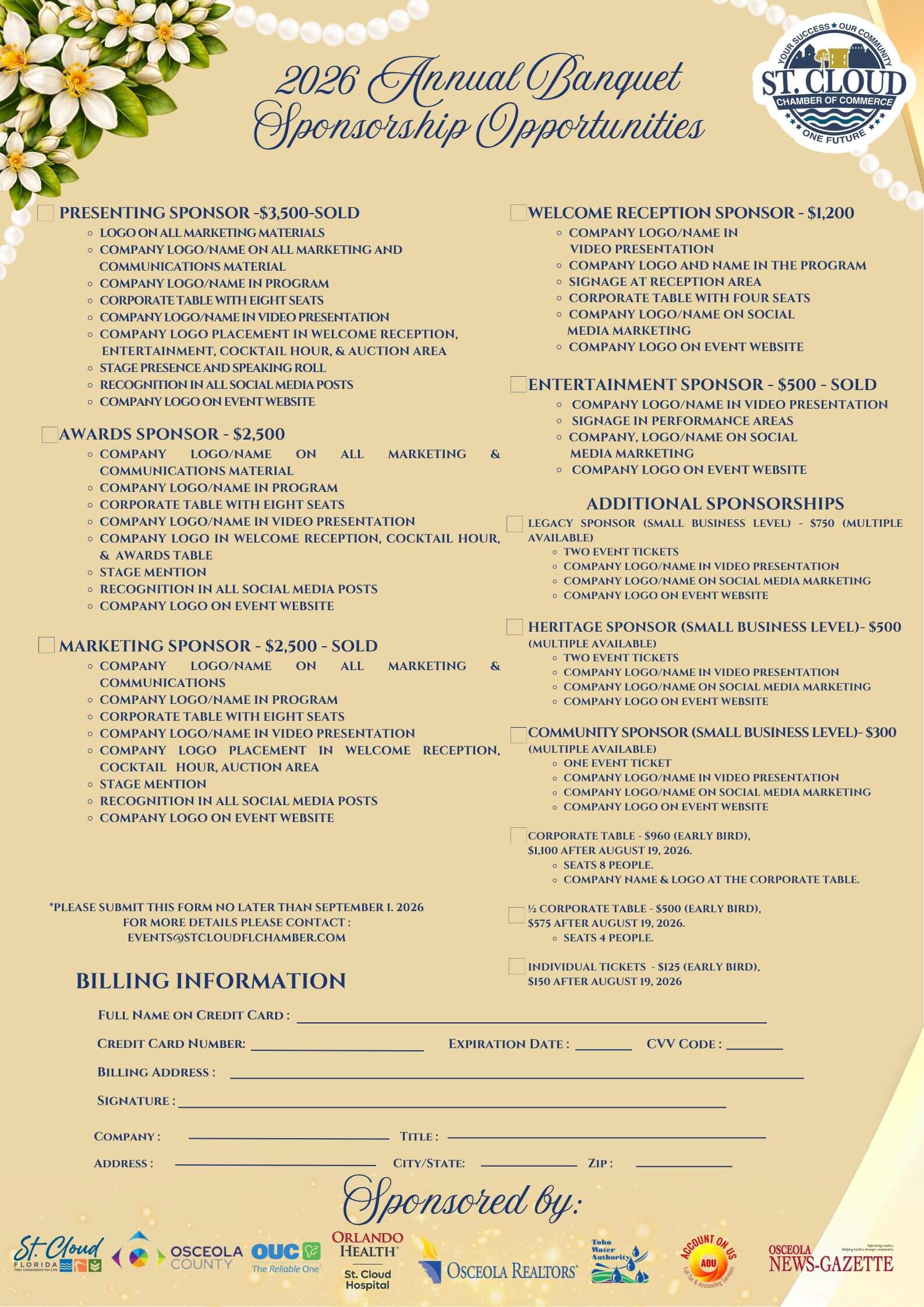 BANQUET SPONSORSHIP FORM 2026