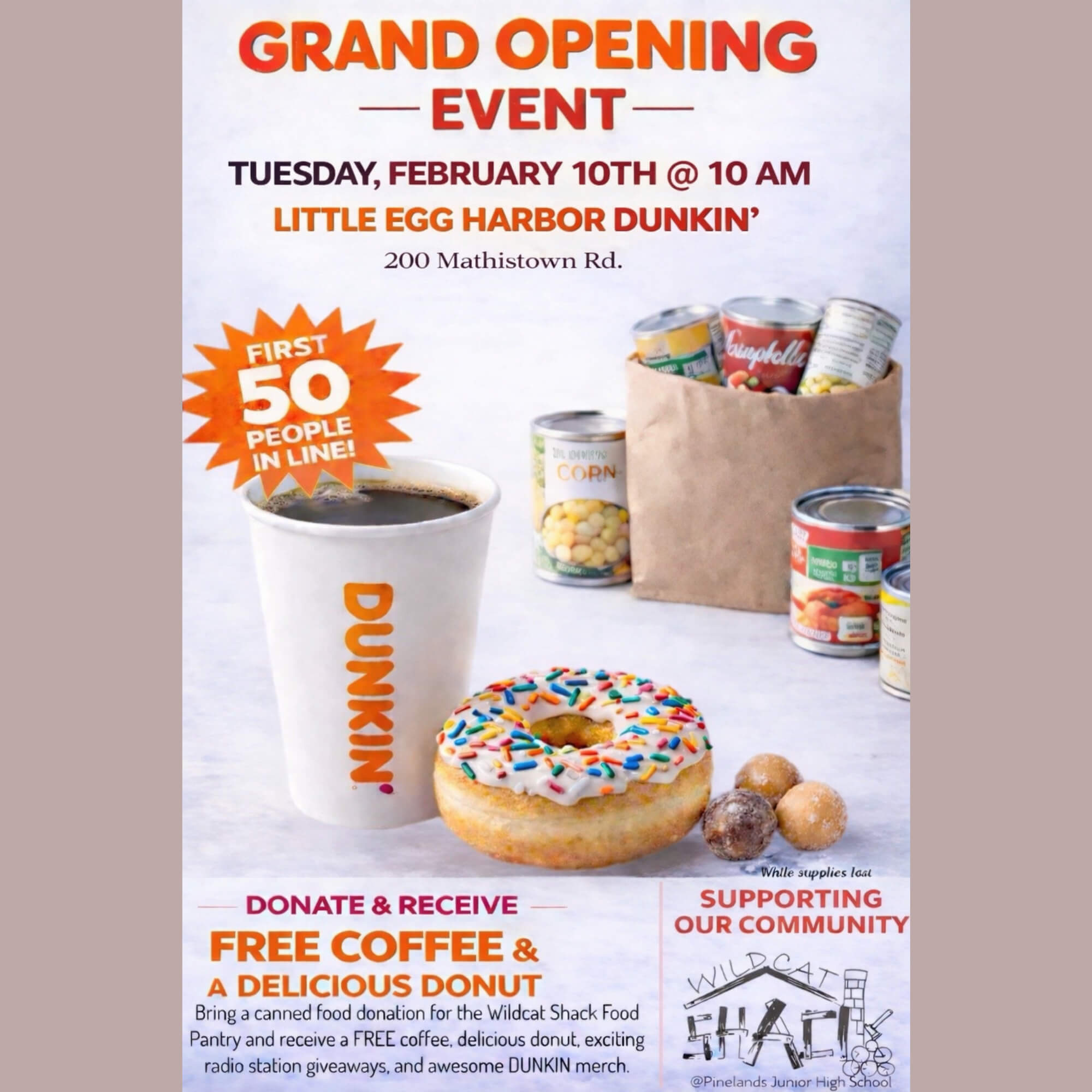 Grand Opening Celebration Dunkin of Little Egg Harbor 2/10/26