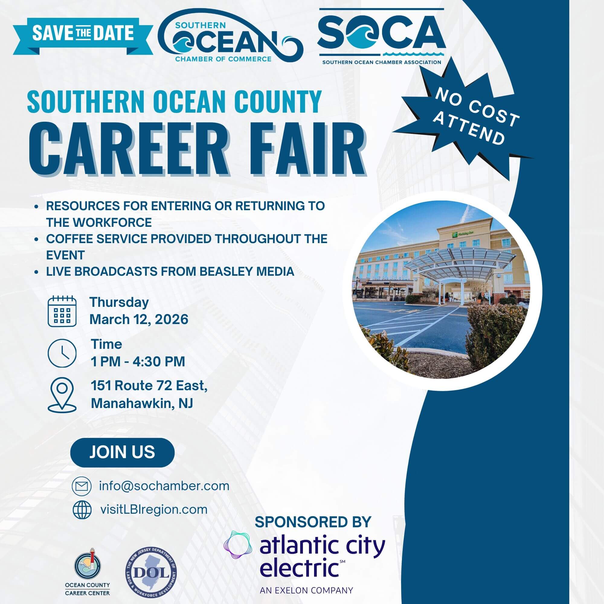 March 12th Career Fair with Southern Ocean County Chamber of Commerce