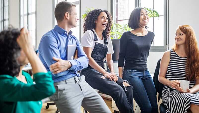 group of office people connecting