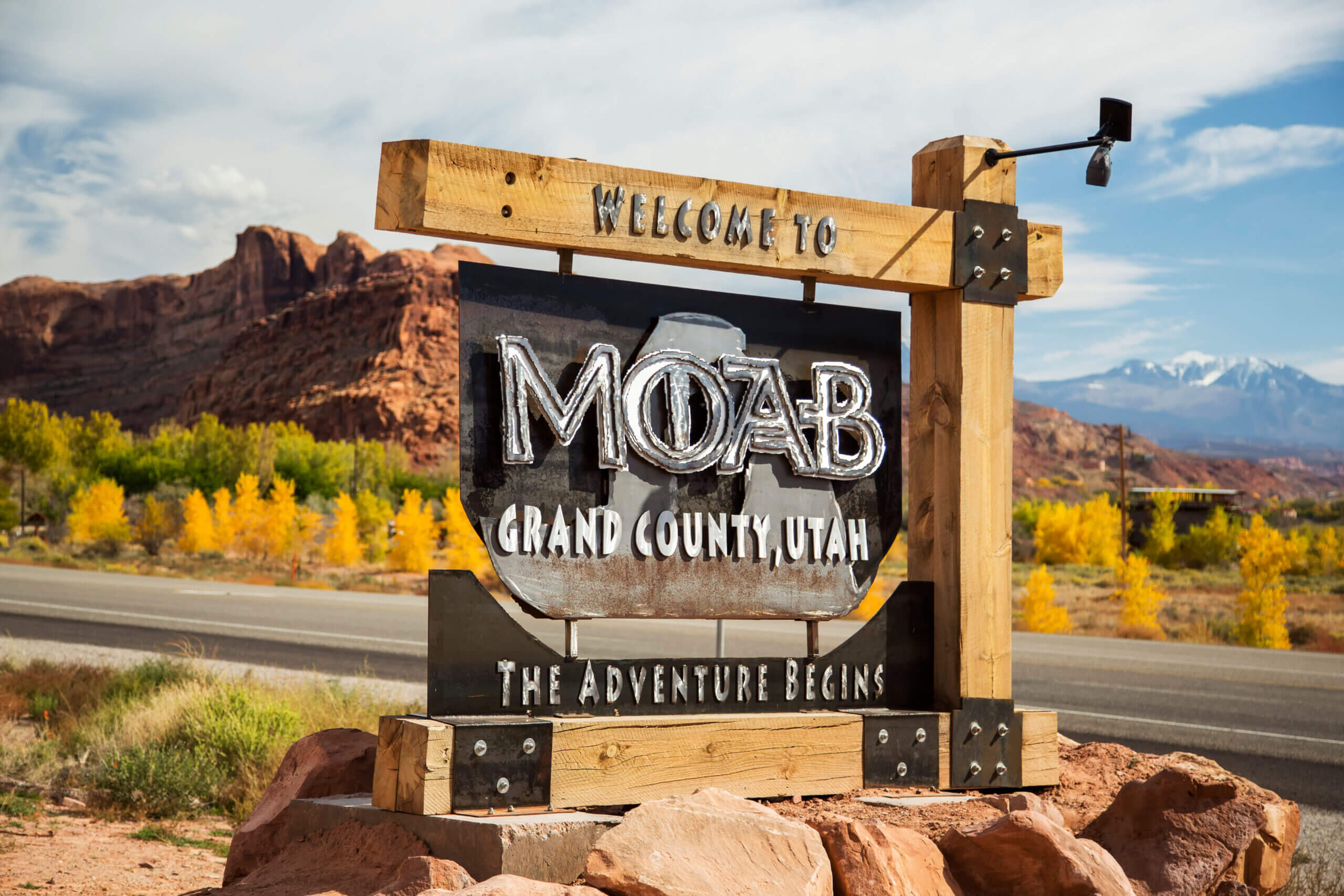 Welcome sign, Moab, Utah USA Welcome sign, Moab, Utah