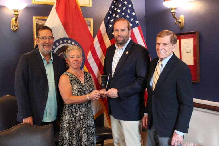L to R: Duane Hamp, President Christine Hamp, Rep. Jason Smith (R-MO-08), Government Affairs Director, Burton Eller