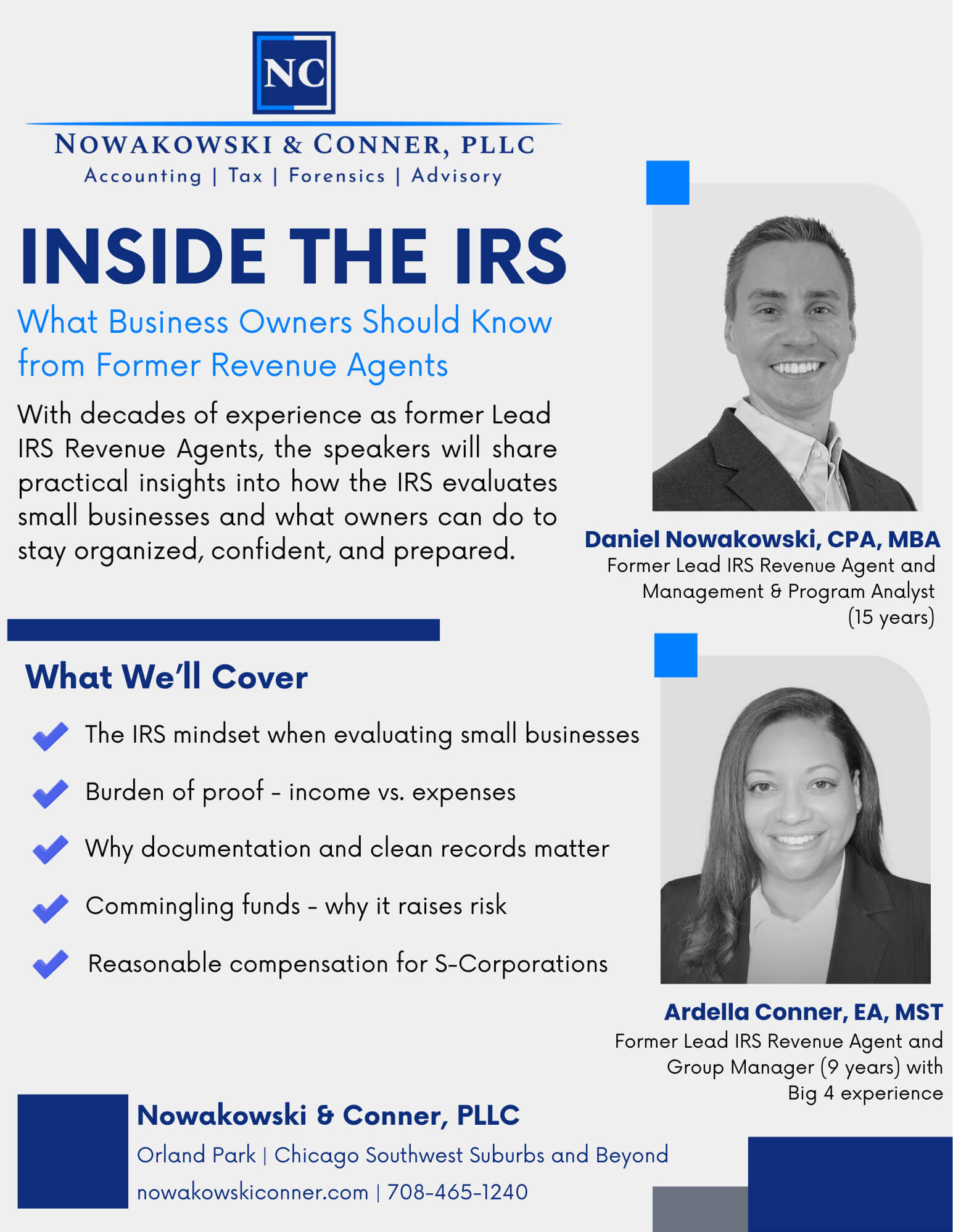 Nowakowski &amp; Conner Guest Speaking Flyer