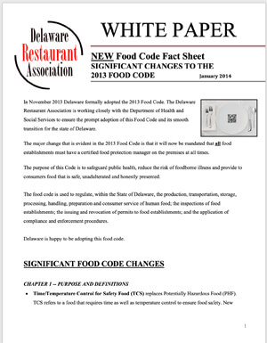 DRA Food Code Changes- Fact Sheet