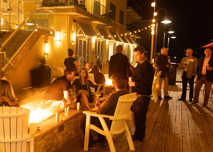 people talking outside