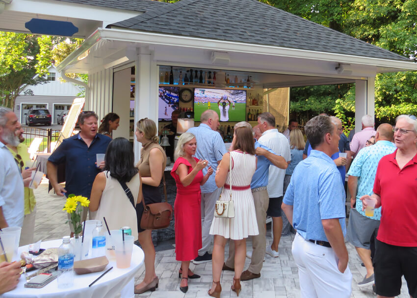 people networking outside