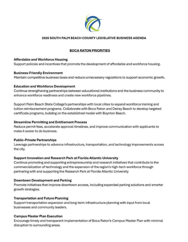 2026 SOUTH PALM BEACH COUNTY LEGISLATIVE BUSINESS AGENDA
