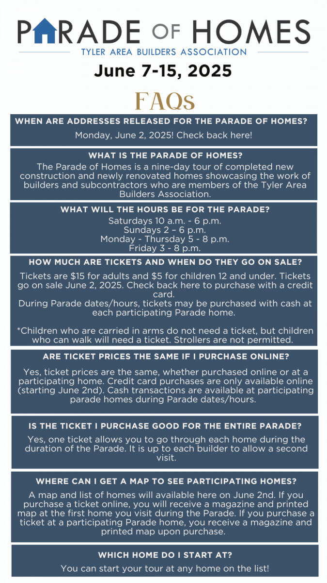 Parade of Home FAQs