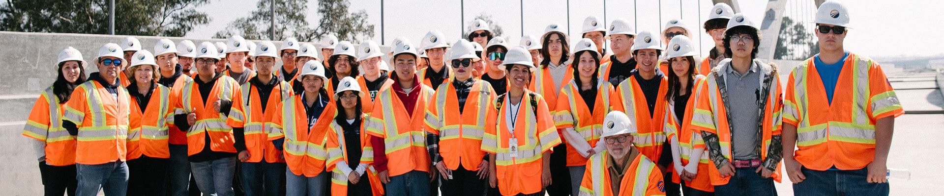 Students visiting the California high speed rail construction site