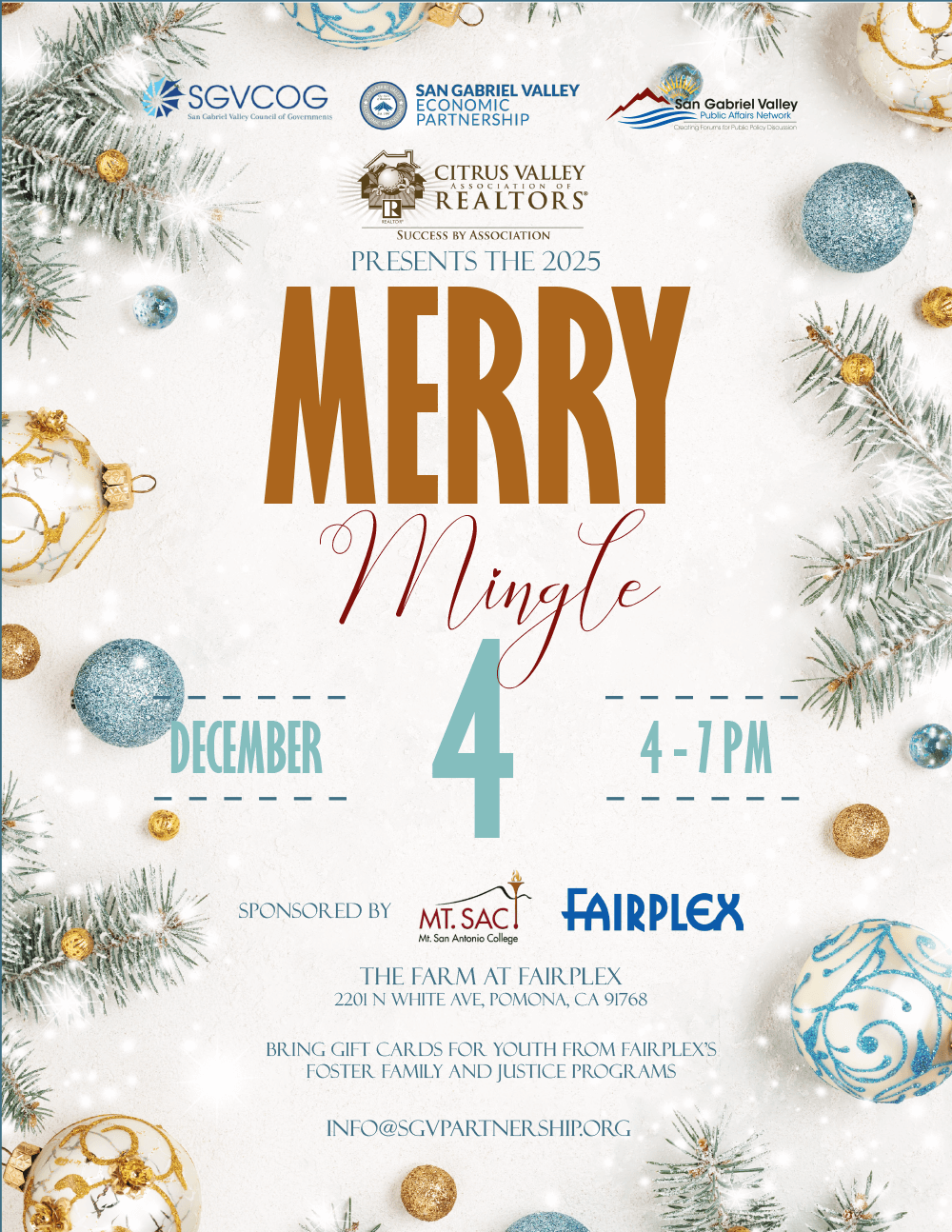 Flier for the December 4, 2026, Merry Mingle