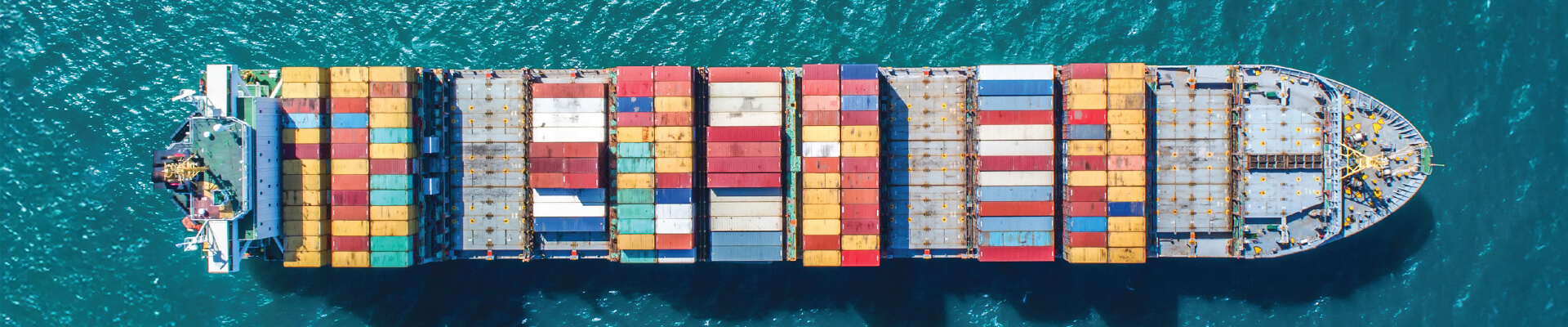 Image of a cargo ship from above
