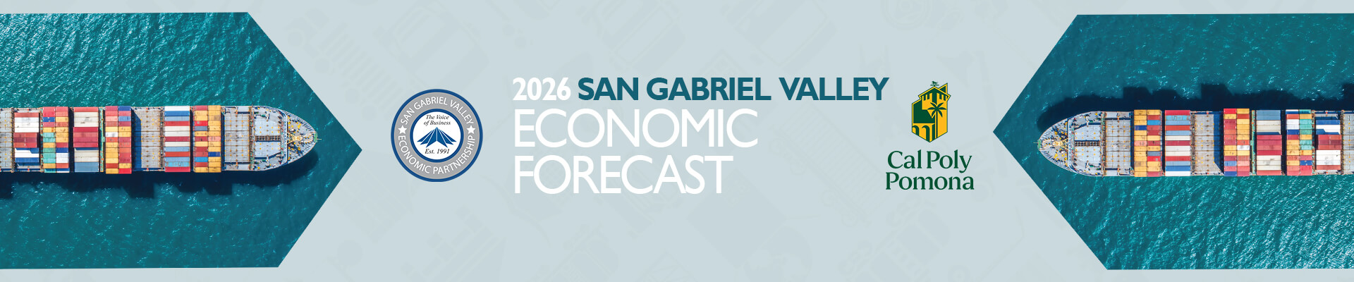 2026 Economic Forecast Header Banner for SGV Economic Forecast 2026, showing image of two cargo ships