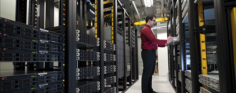 man at datacenter