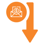 Icon of a dollar sign in an envelope next to am arrow pointing down